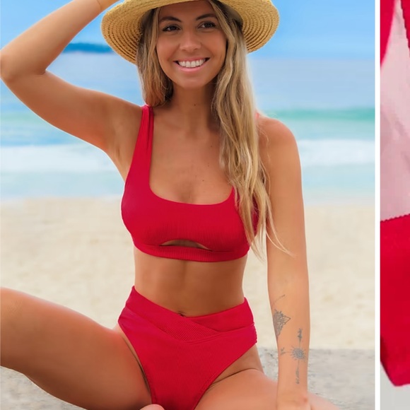 Cupshe Sensorial Spring Cut-Out Bikini Top & V-Waist Bottoms Set NWT - Picture 3 of 16